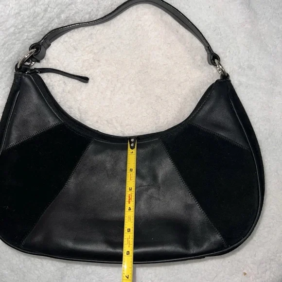 NWOT Etienne Aigner Black Leather & Suede Hobo Shoulder Bag Purse Y2K - Picture 2 of 11
